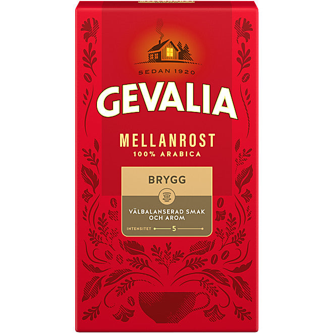 Bryggkaffe Mellanrost Gevalia. 450 g.