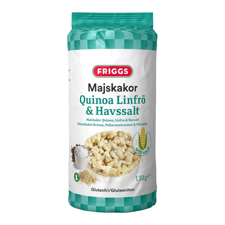 Friggs Majskakor Quinoa, Linfrö & Havssalt - Corncakes Quinoa, Linseeds & Seasalt Gluten-free 130g-Swedishness