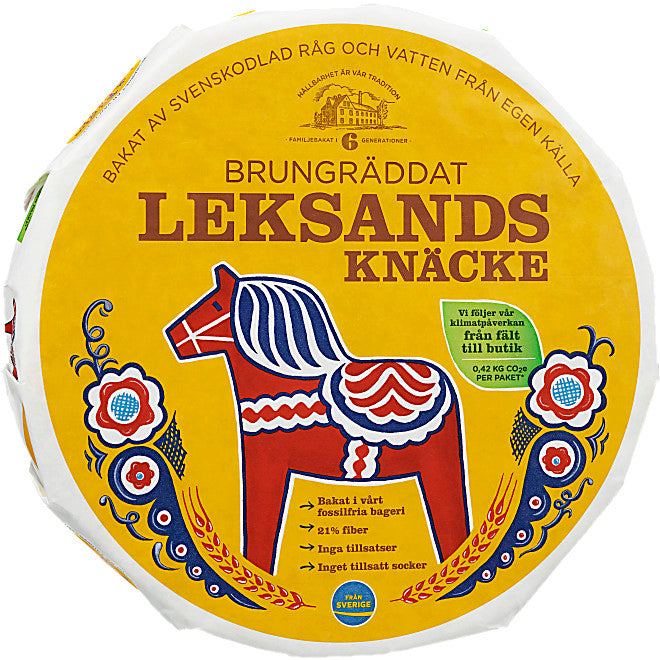 Knäckebröd Brungräddat Svensk flaggaLeksands Knäckebröd. 830g.